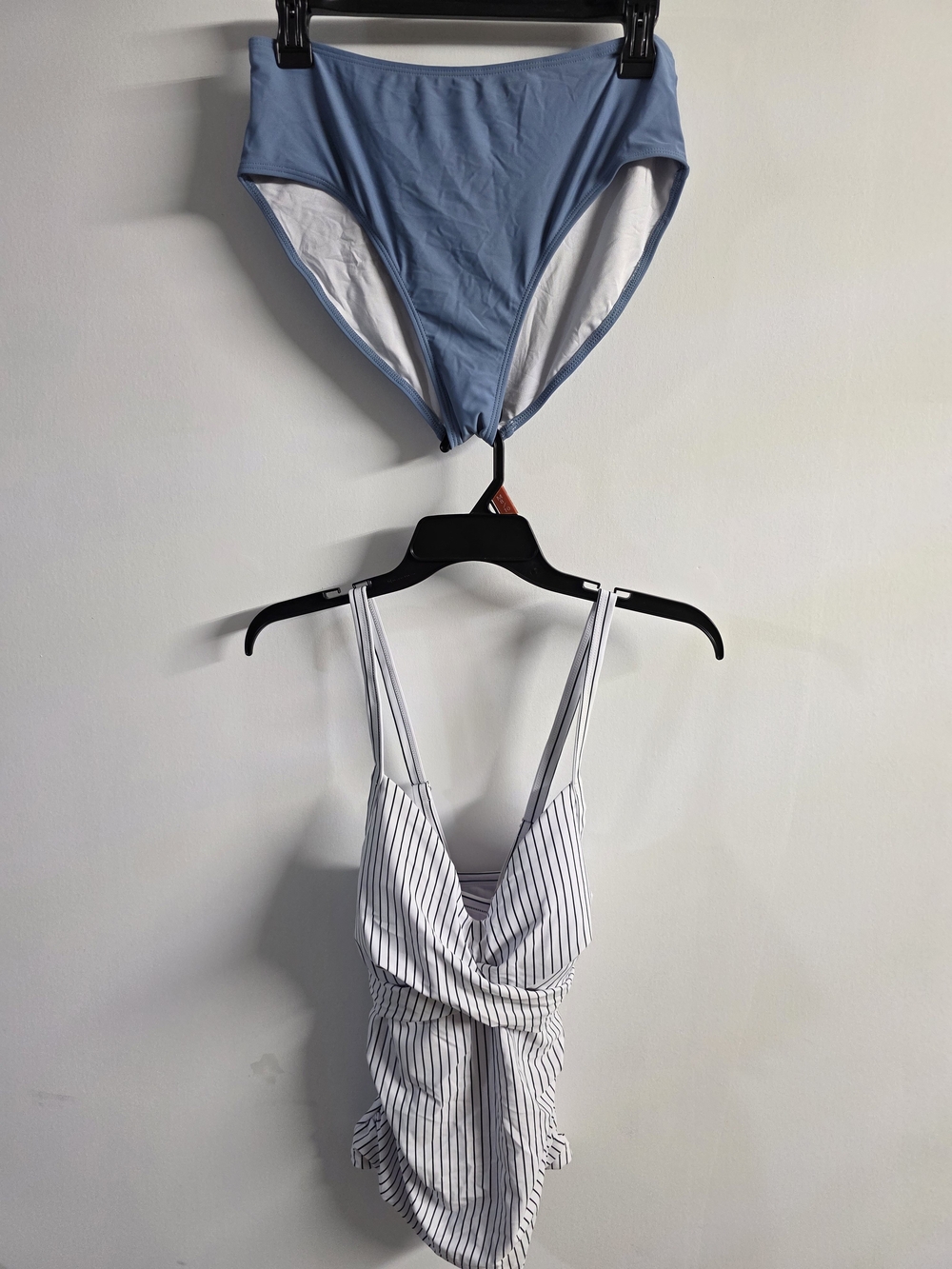 B2PARTY Striped One-Piece Swimsuit with Light Blue Bikini Bottoms